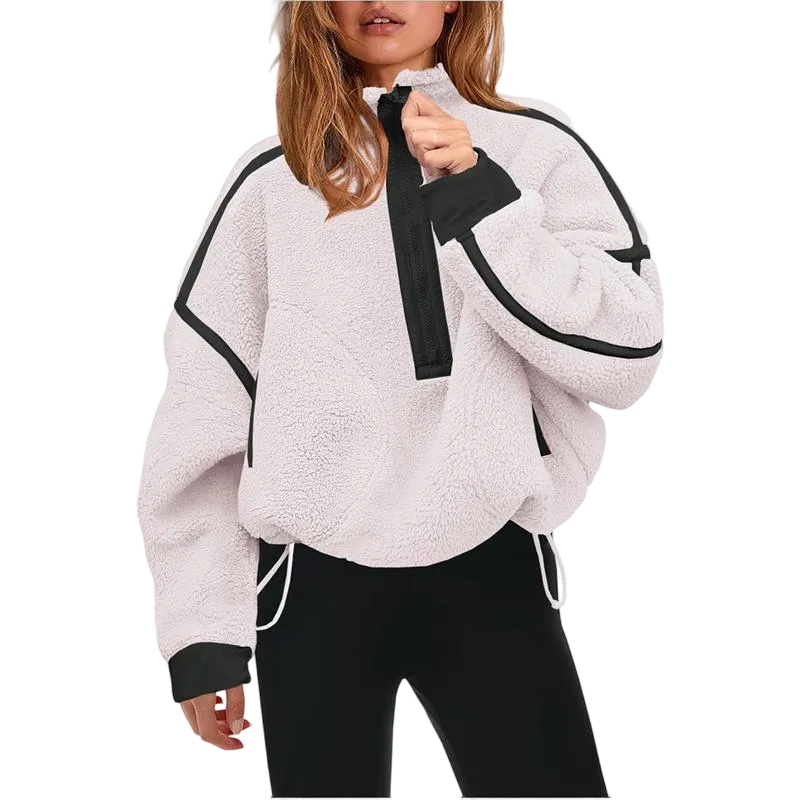 Women’s Half Zip Sherpa Fleece Pullover Soft Oversized Sweatshirt