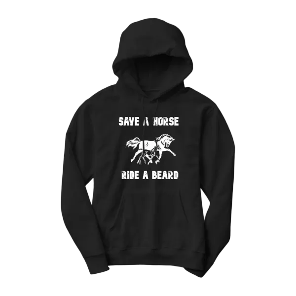 Save A Horse Ride A Beard Women‘s Horses Print Long Sleeves Hoodies