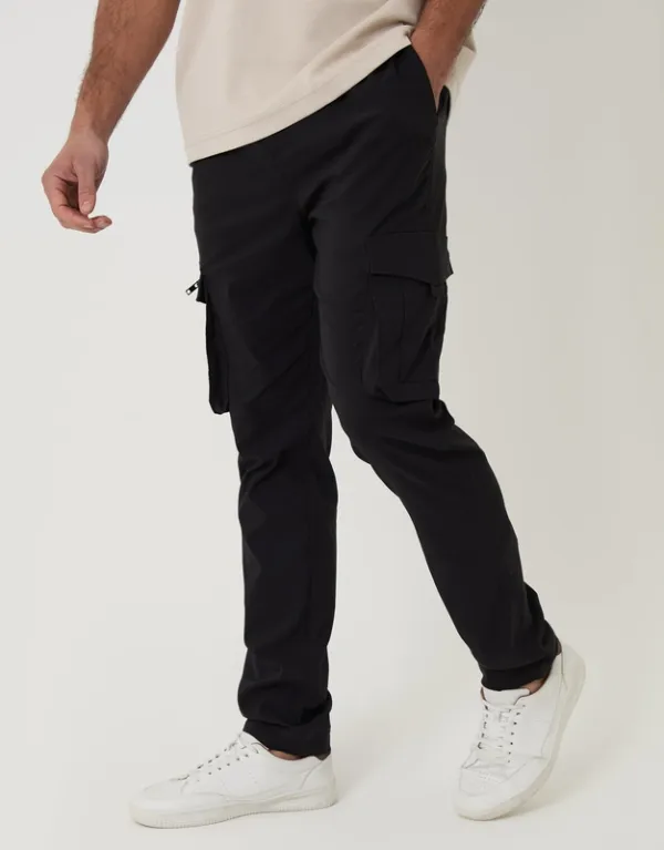 Black Slim-Fit Stretch Cargo Pants