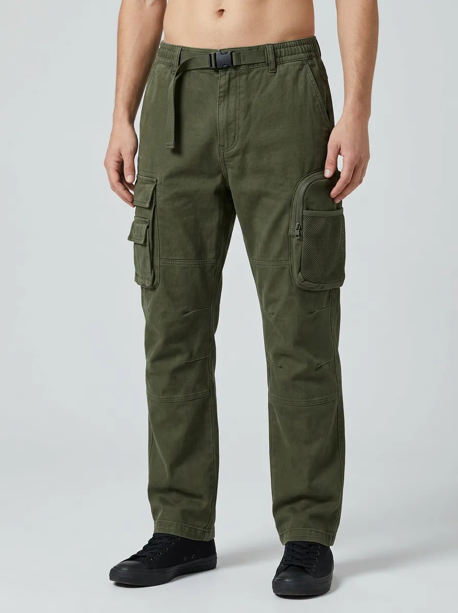 Men's Outdoor Tactical Multi-Pocket Belted Cargo Pants