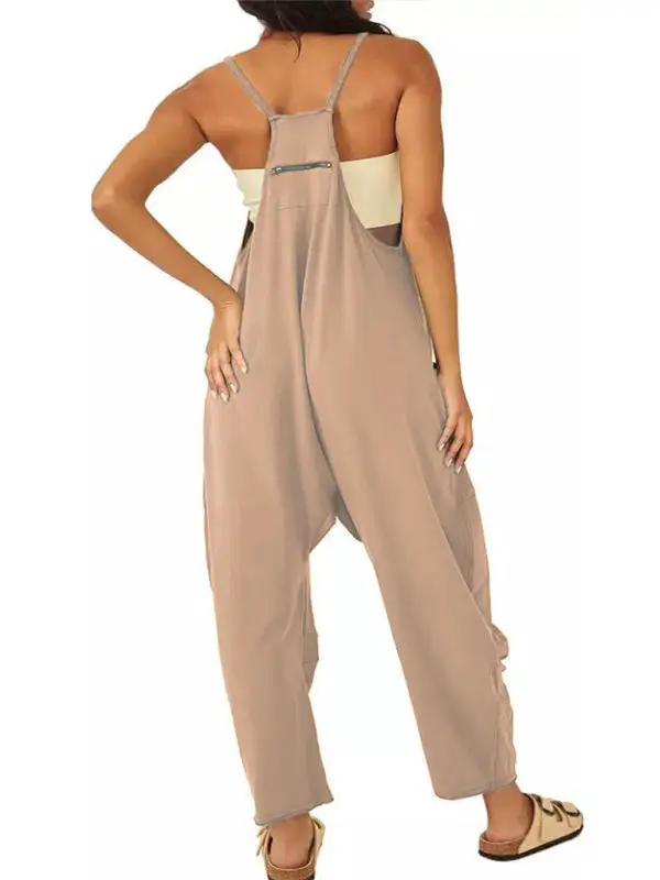 Clean V Neck Spaghetti Strap Pocket Accessory