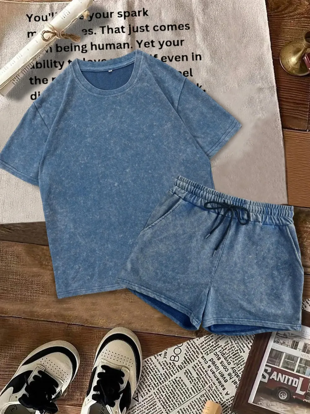 Two-piece Set Women's Solid Color Denim