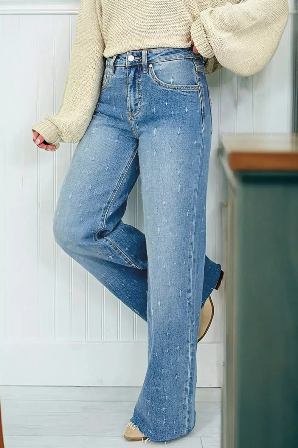 Raw Hem Distressed Denim Jeans