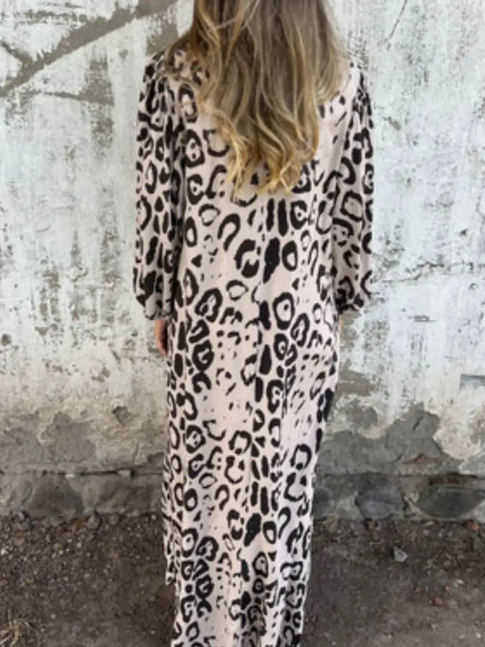 V-Neck Printed Midi Dress