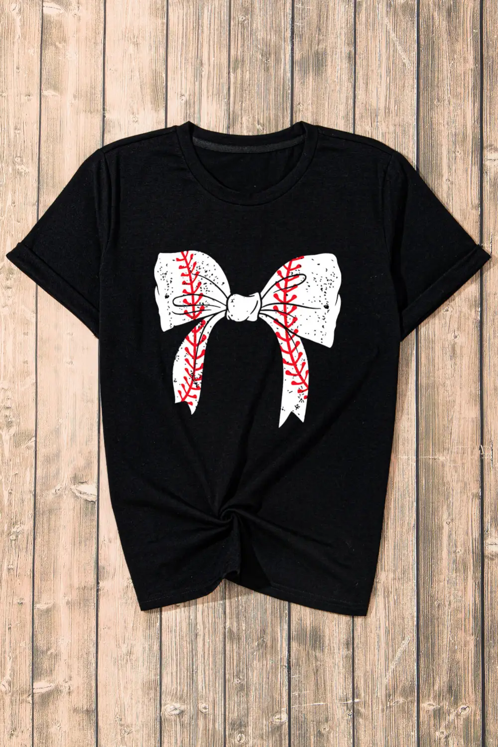 Black Baseball Bowknot Graphic Casual