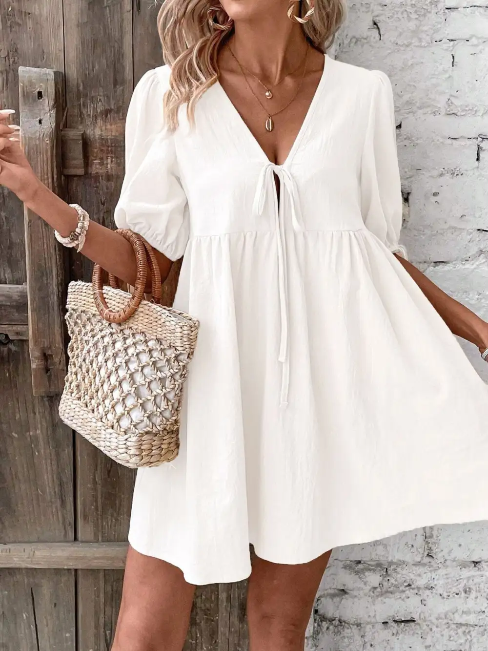 Puff Sleeve Mini Dress