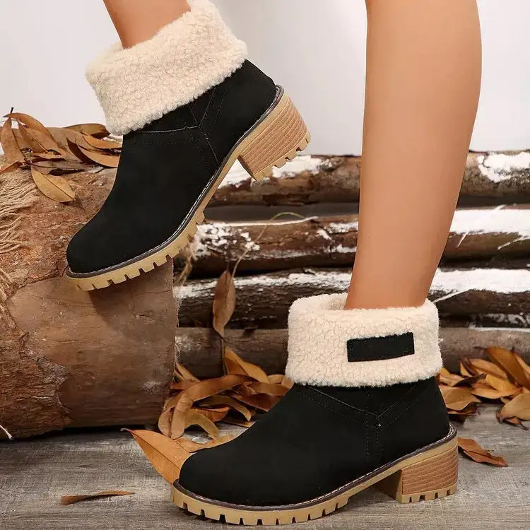 Round Toe Block Heels Boots