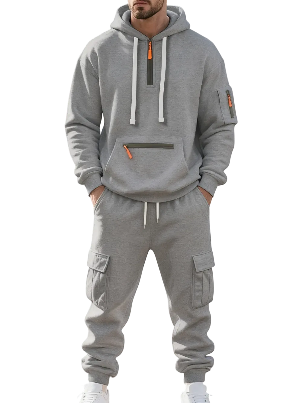 Clearance sale!Men’s Winter Fleece-Lined Set – Warm Casual Workwear Outfit with Multi-Pocket Jacket & Pants