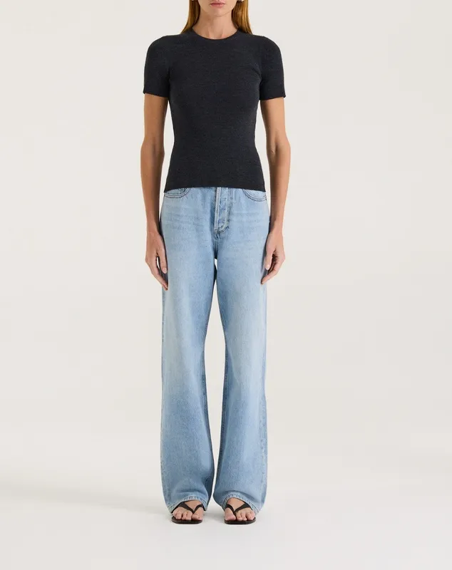 Charcoal Merino Crew Neck T-Shirt