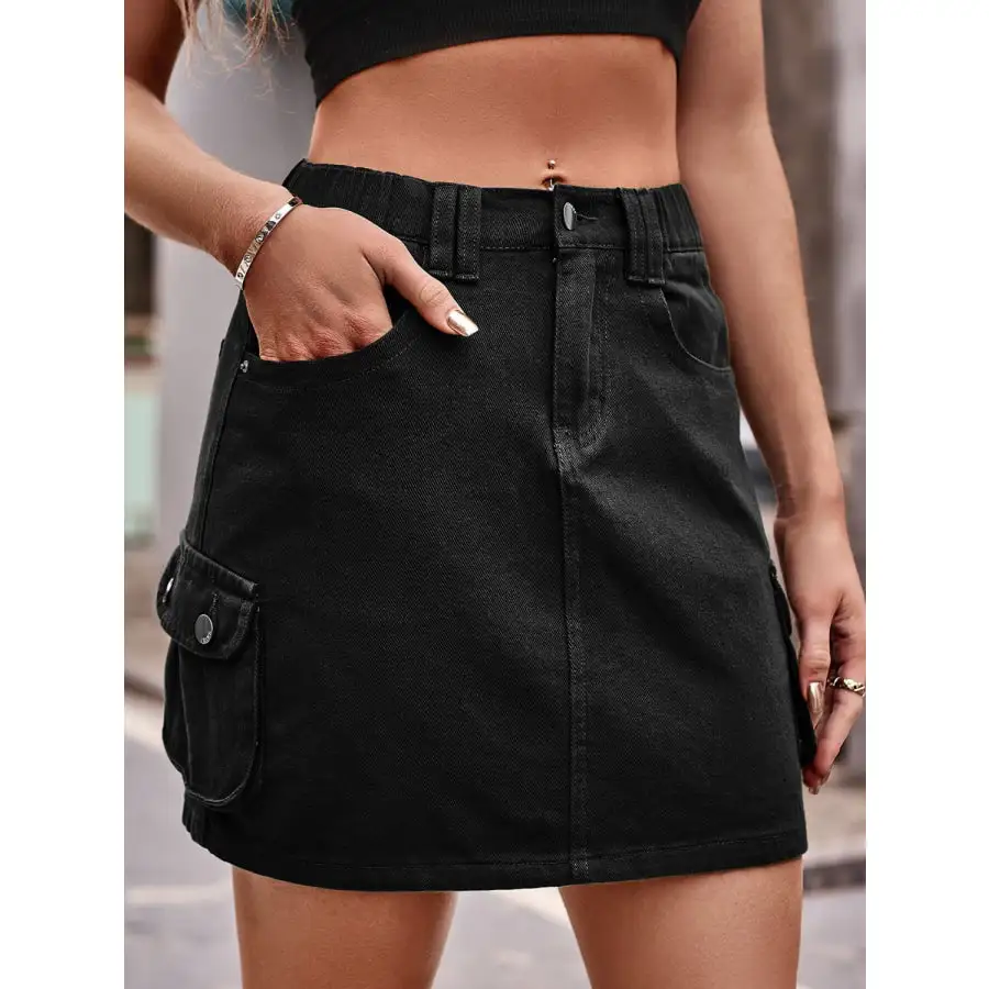 Denim Mini Skirt with Pockets