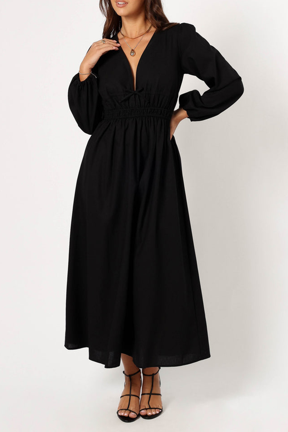 BLACK LONG SLEEVE MAXI DRESS