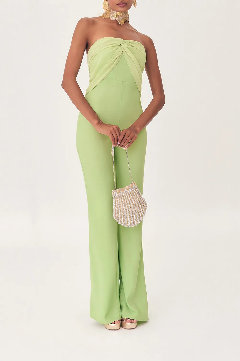 Women's Solid Color with Tulle Jumpsuit