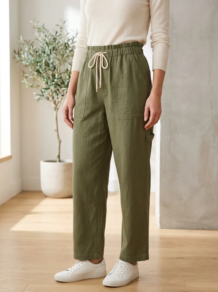 Women's Classic Modern Casual Adjustable Drawstring Waist Pants