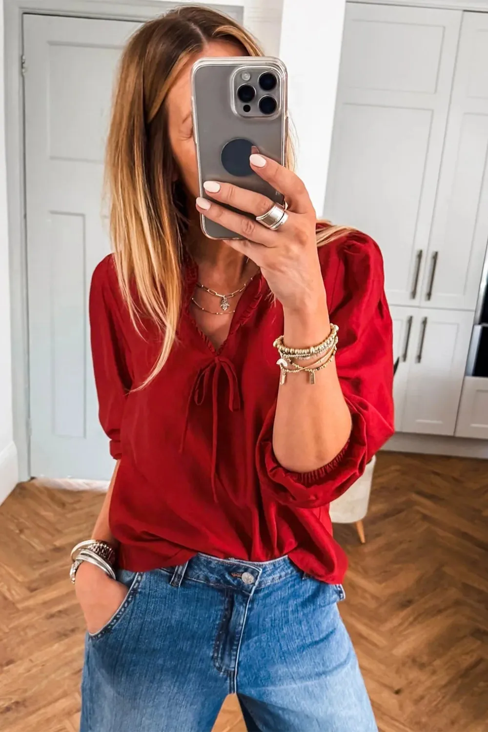 Everyday Ruffled Frilled Bow Detail Blouse