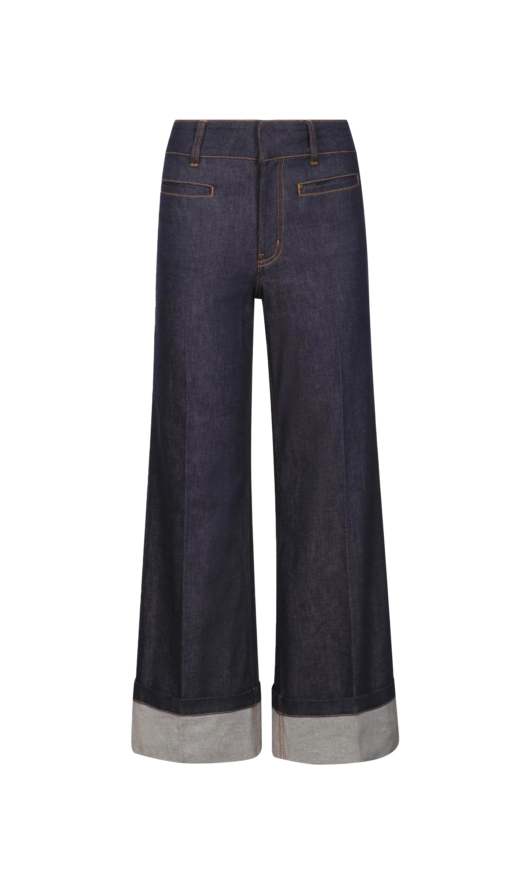 Dark-Colored Wide-Leg Jeans With Cuffs