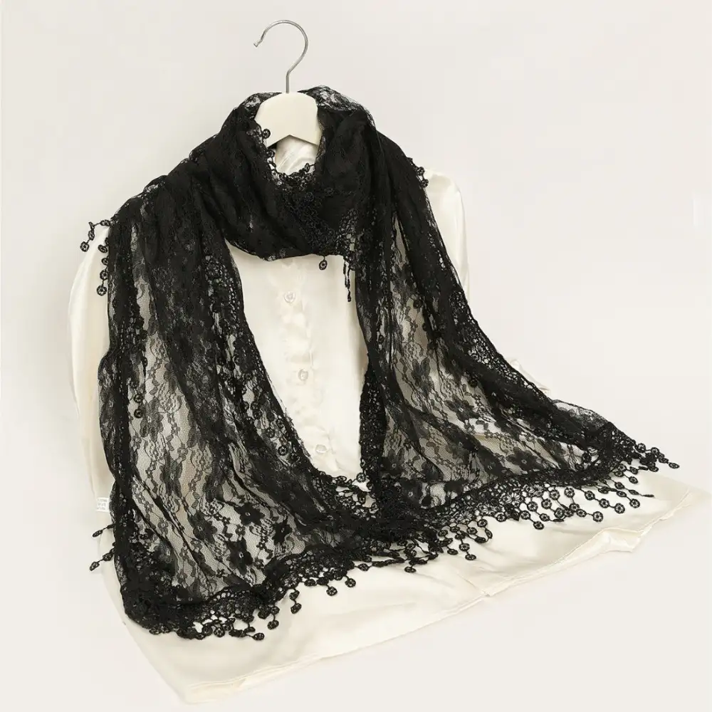 Sheer Floral Lace Wrap Scarf