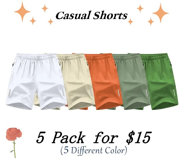 Men's Solid Color Zipper Pocket Shorts