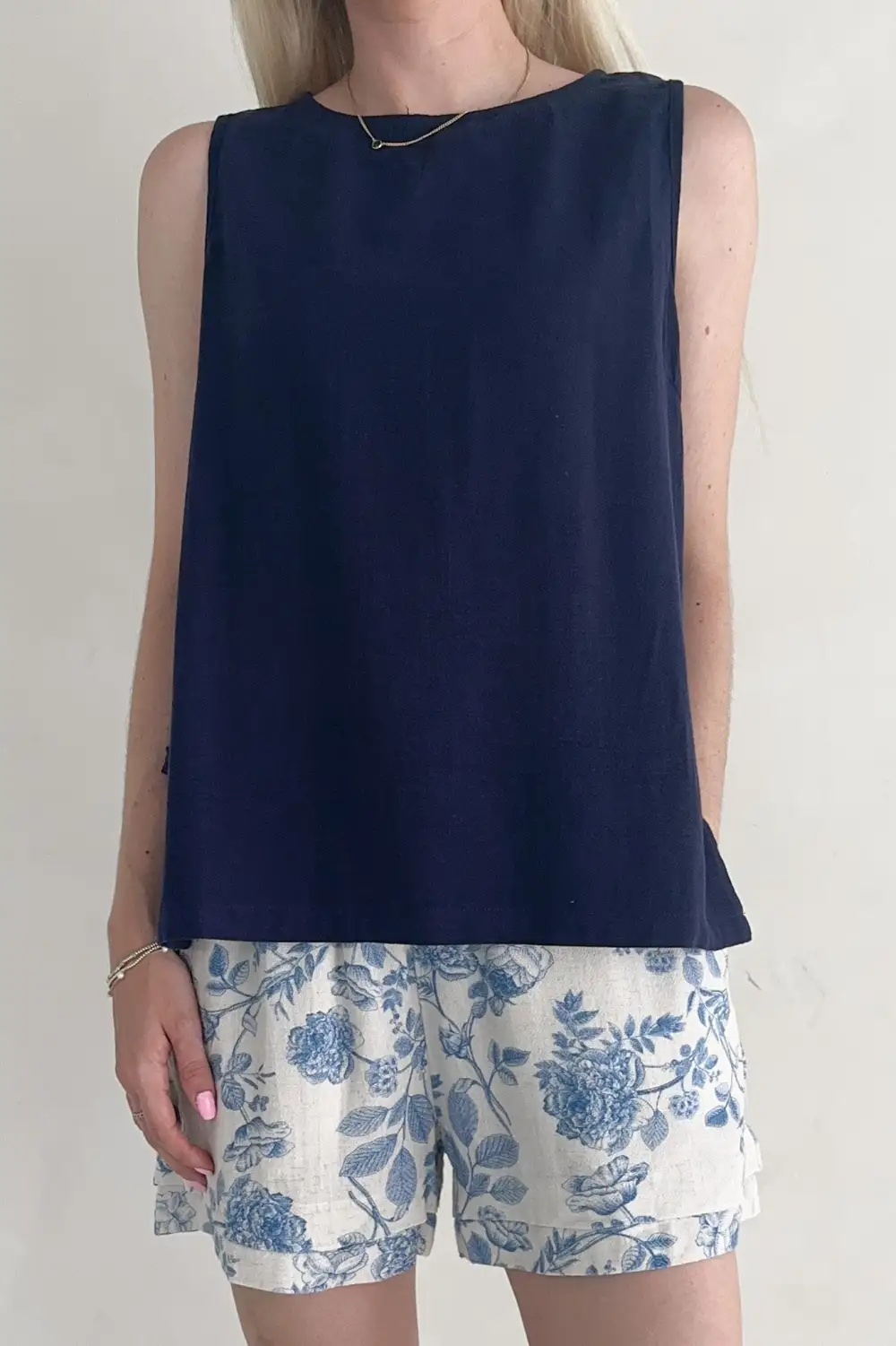Soft Drape Linen Blend Relaxed Tank Top