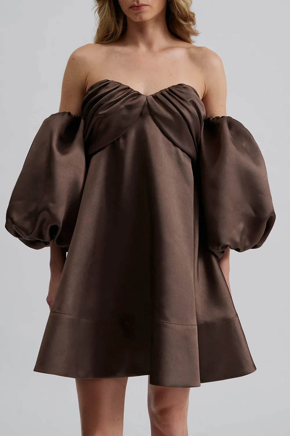 Off Shoulder Puff Sleeve Mini Dress