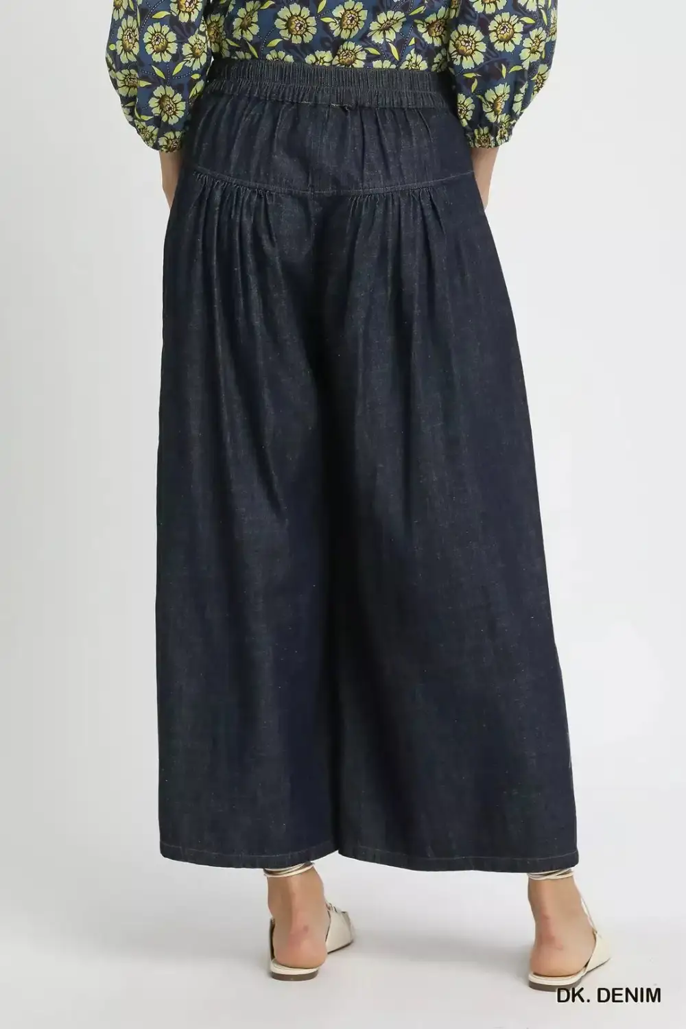 Stone Washed Wide Leg Button Front Culottes Apparel