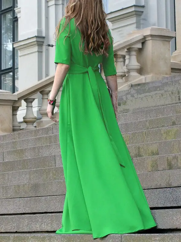 Half High Neck Maxi Dress