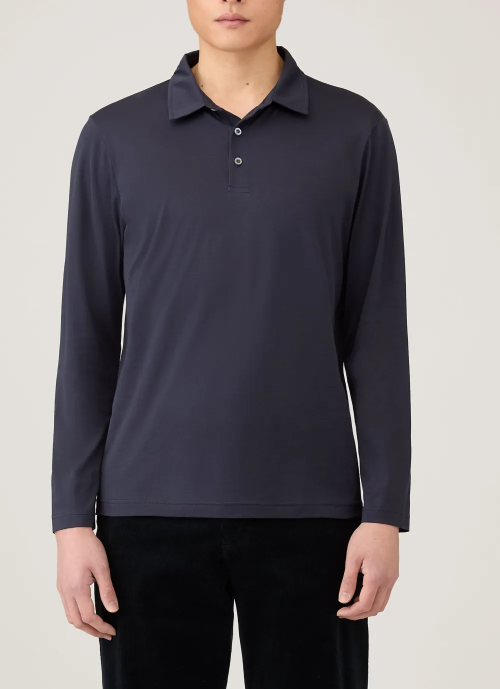 Understated Everyday Regular Fit Cotton Jersey Long Sleeve Polo Shirt