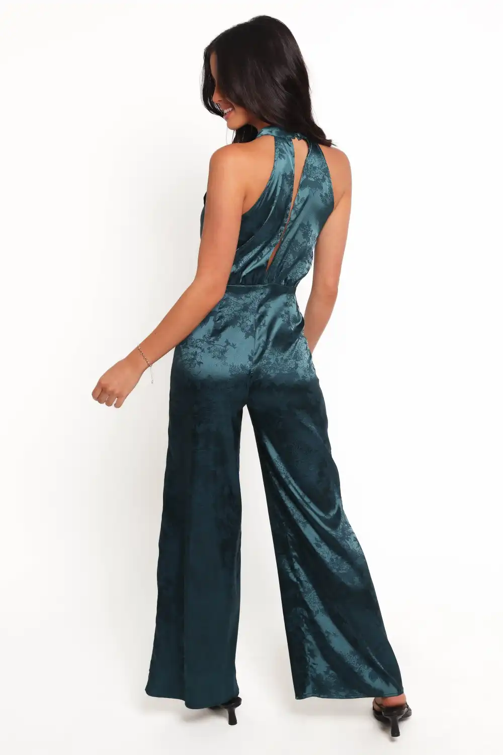 Halter Straight-Leg Sleeveless Floral Printed Jumpsuit