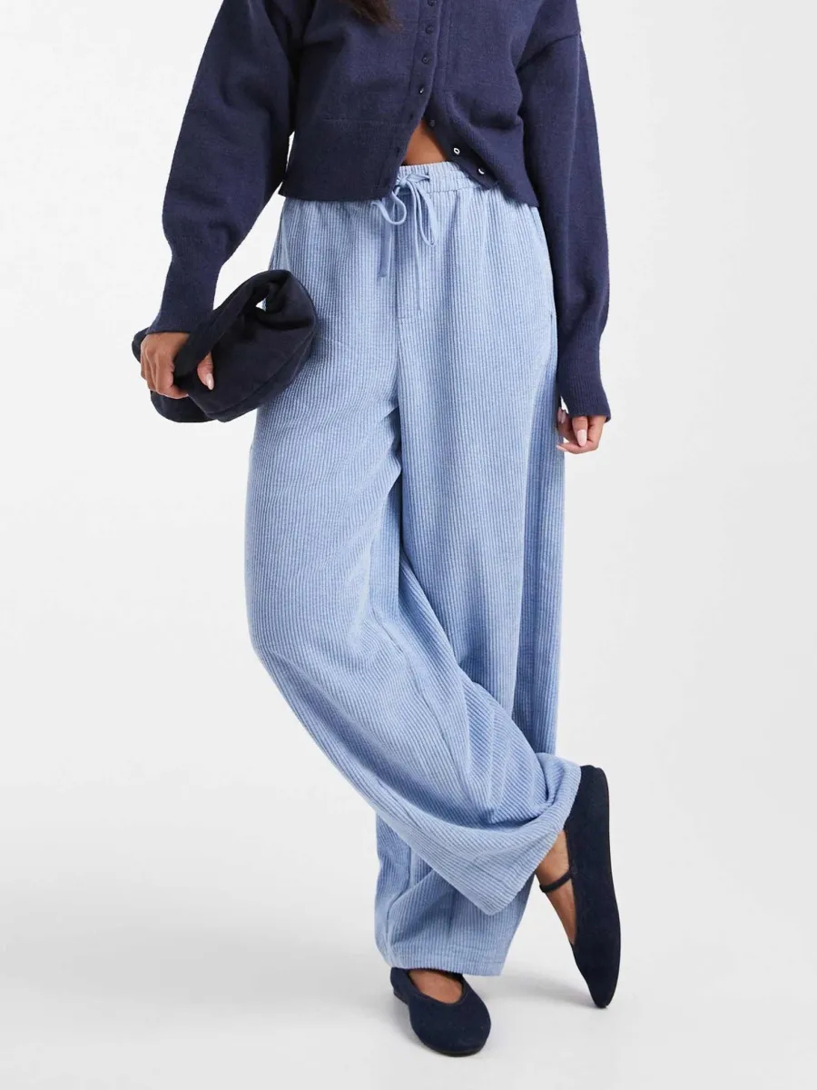 Corduroy Drawstring Wide-Leg Pants