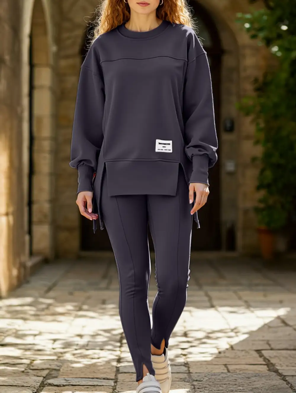 Irregular Long-Sleeved Sweatshirt Suit