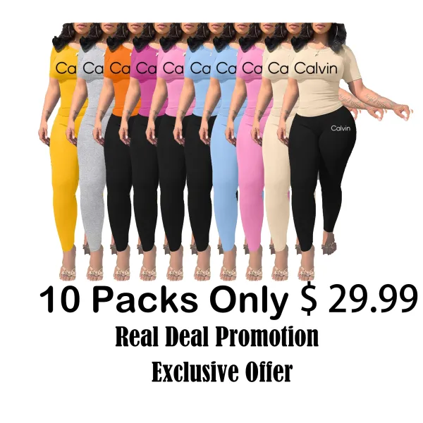 Calvin Letter Printing Women’s Casual Two-Piece Set Trendy Crop Top & Shorts | Lightweight Fabric | Effortless Summer Comfort