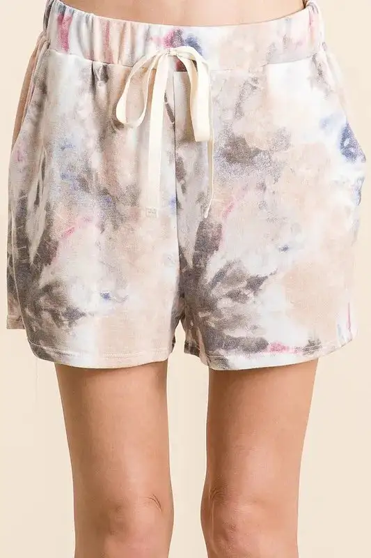 Tie Dye Terry Shorts with Drawstring