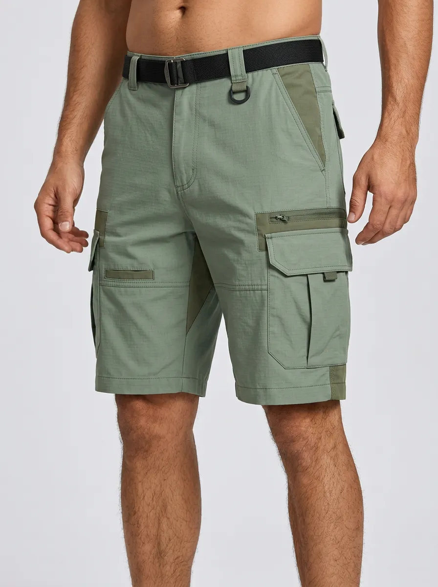 Men's Outdoor Tactical Multi-Pocket Green Cargo Shorts