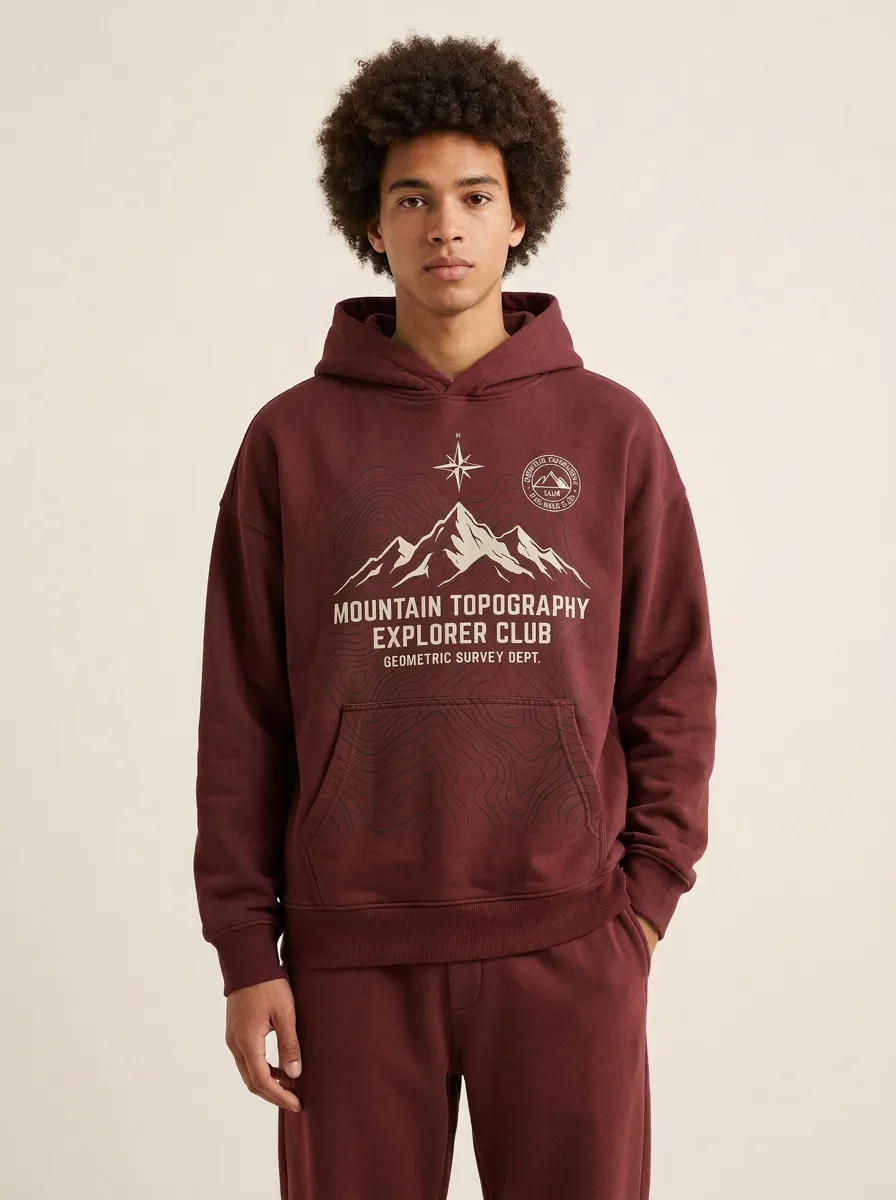 Men's Mountain Topography Explorer Club Graphic Hoodie