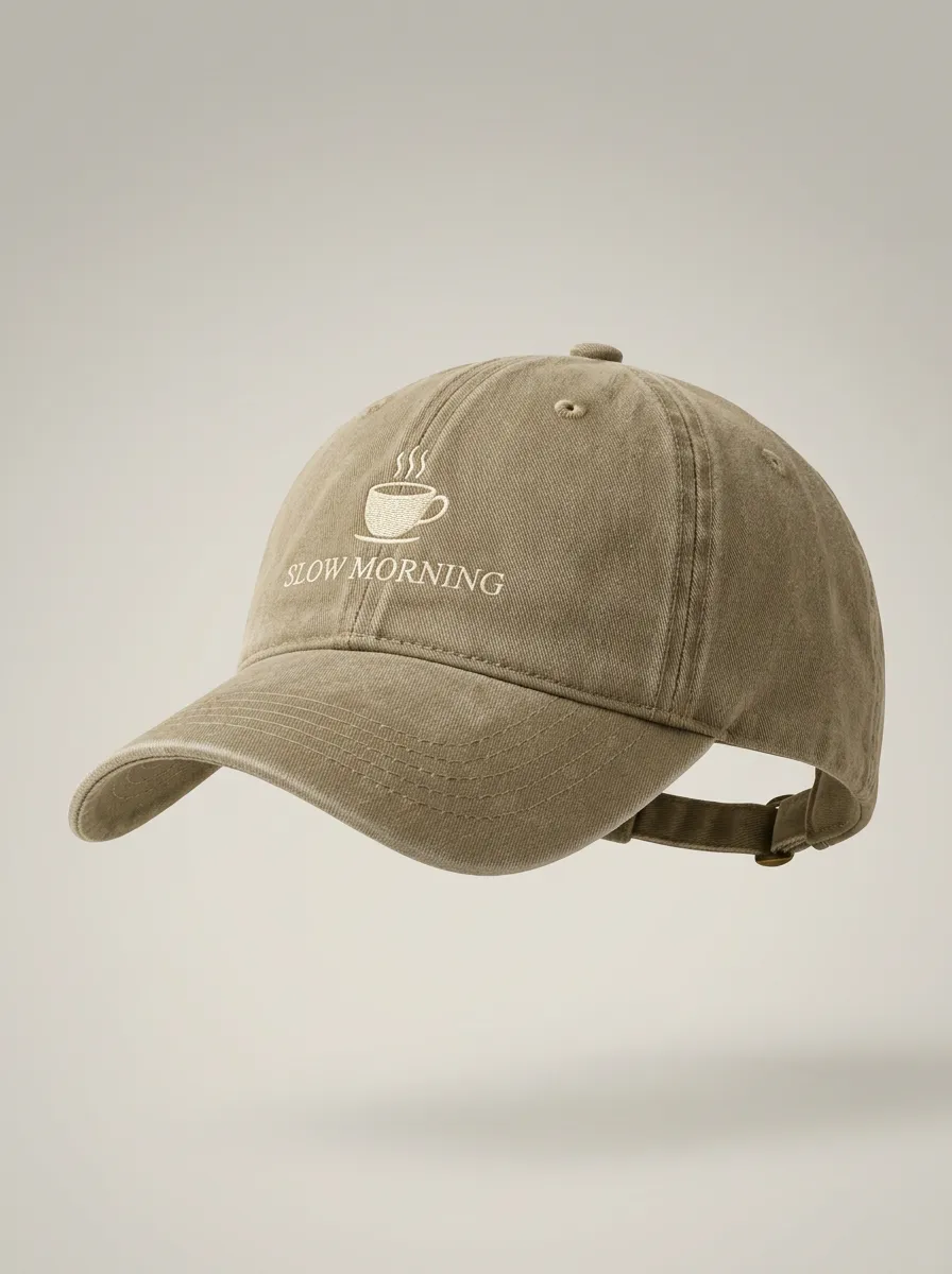 Textured Coffee-Lover Slow-Morning Embroidered Unisex Baseball Cap