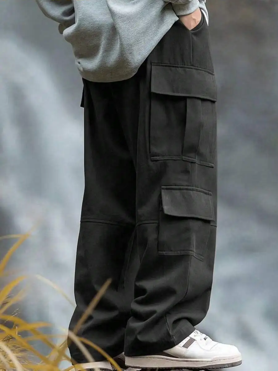 Men's Casually Cut Pockets Cargo Pants Wide Leg