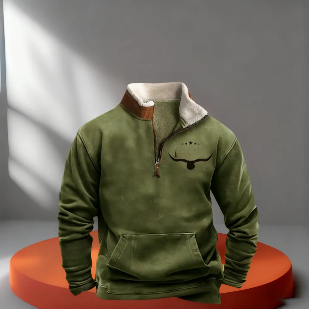 Mens Vintage Pullover 1/4 Zip Up Sweatshirt