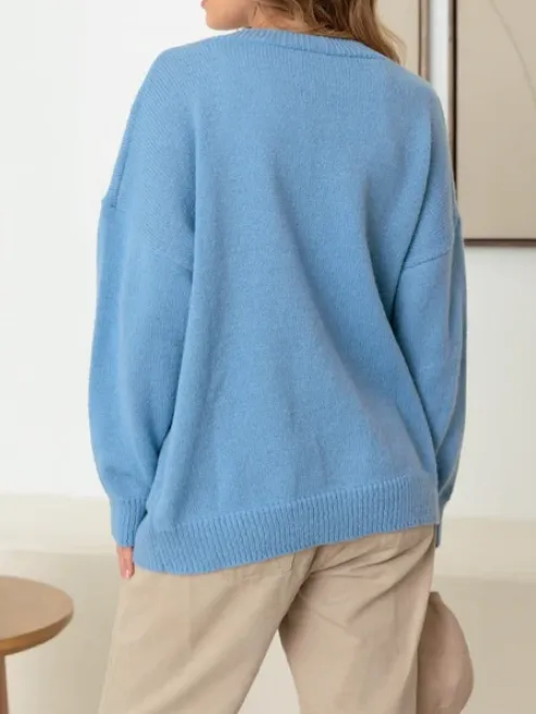 Oversize Long Sleeve V-Neck Sweater Cardigan