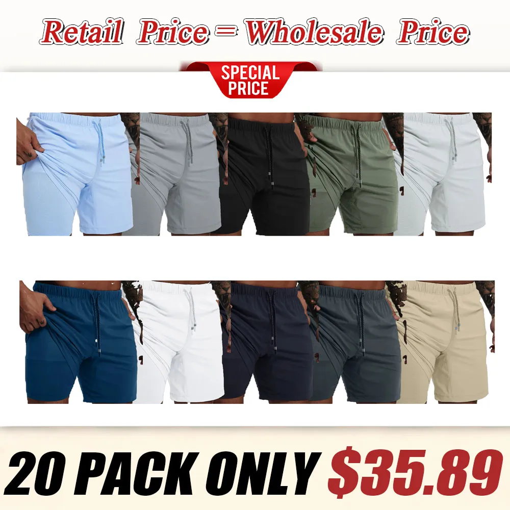 MAELREG Men's 2-in-1 Running Shorts with Liner, Outdoor Hiking Gym Training Shorts, Breathable Athletic Workout Shorts with Towel Hook