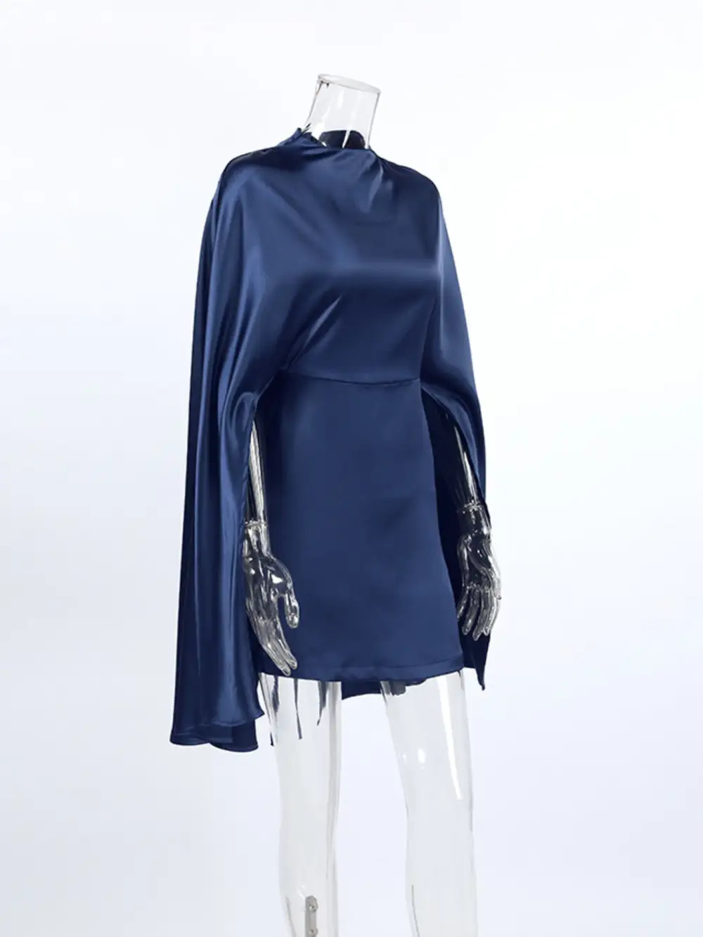 Drape Mock Neck Mini Dress