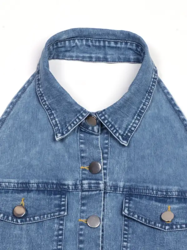 Halter Denim Casual Dress