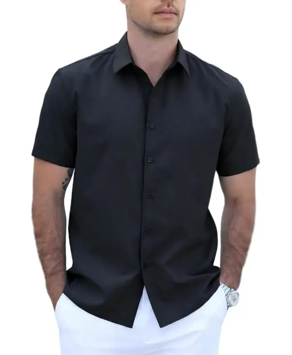 Casual Button Down Short Sleeve Dress Shirt