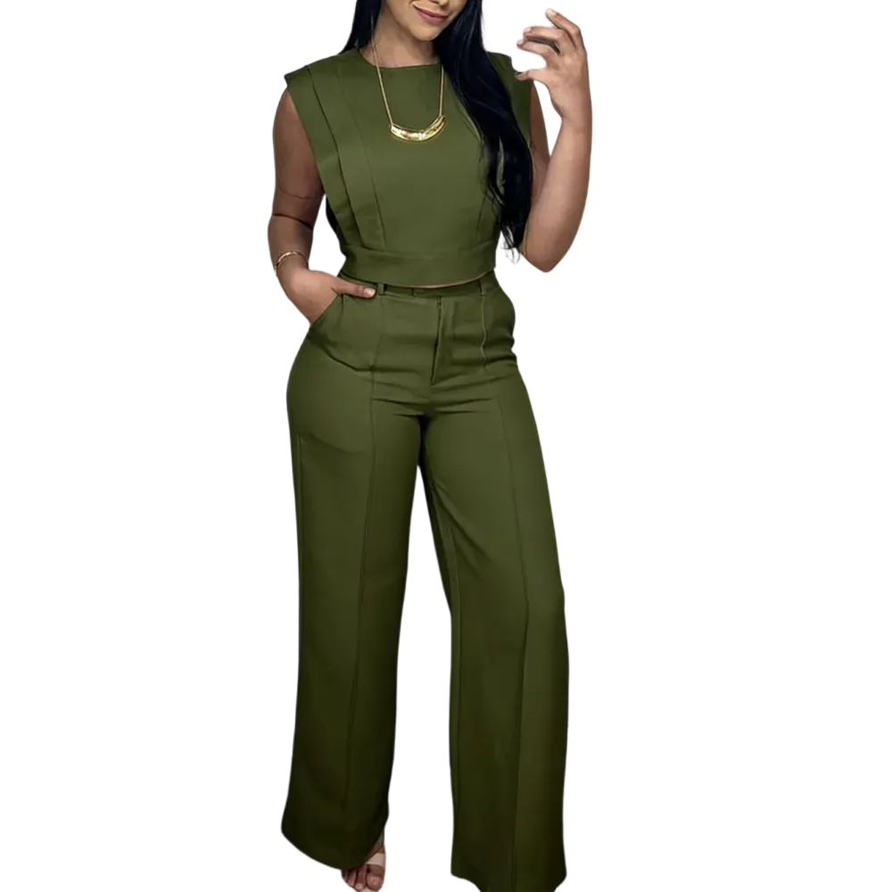 Women's Crop Top and Pocket Pants Set