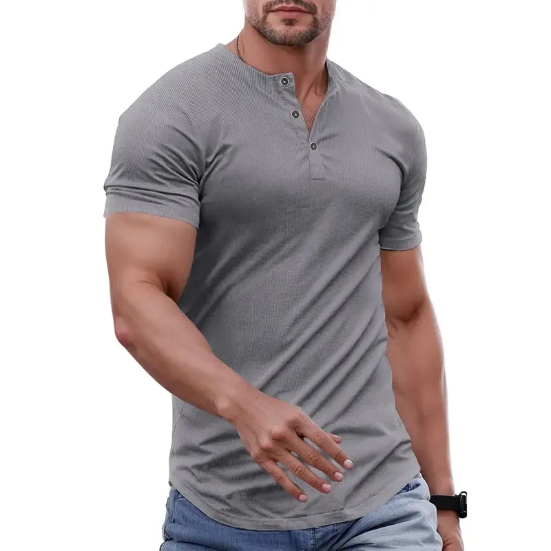 Men's Solid Color Slim Fit Longline T‑Shirt