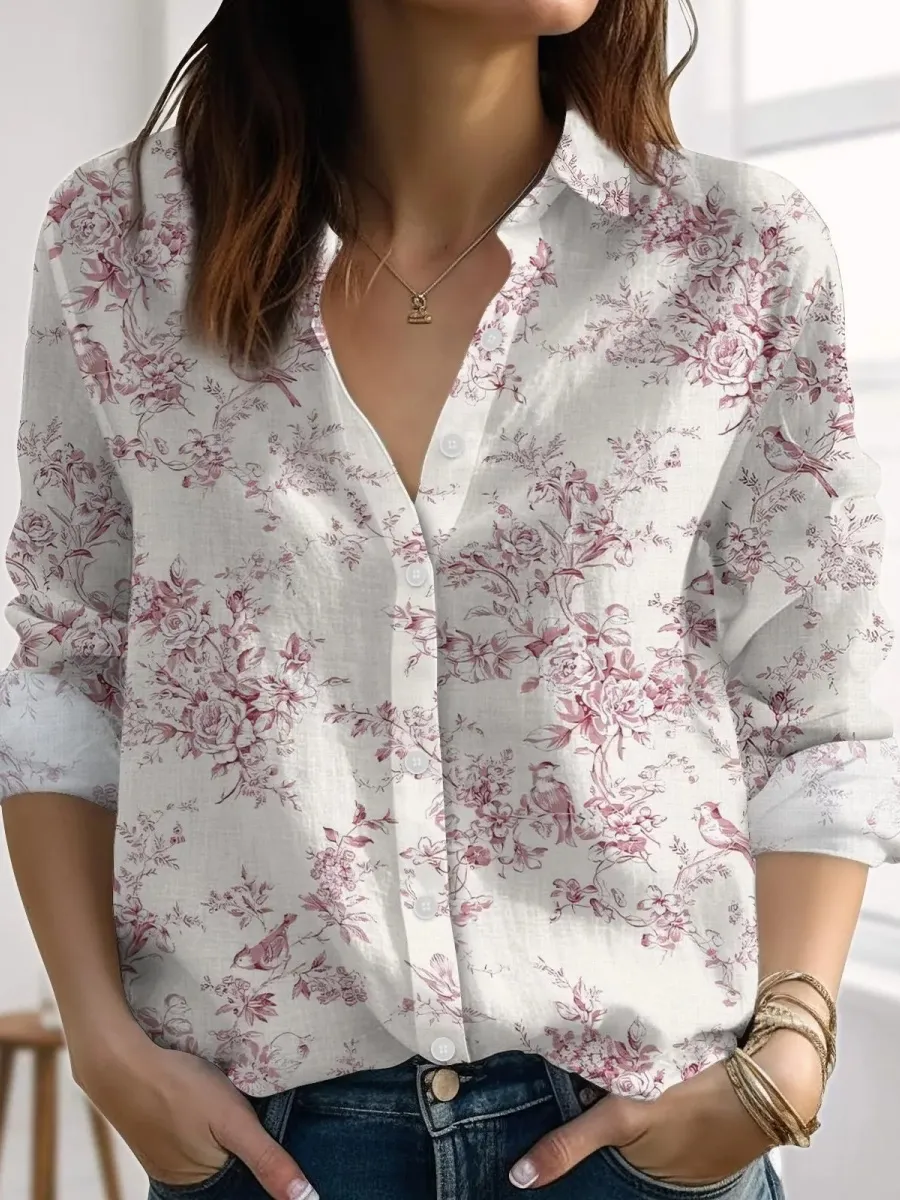 Romantic Floral Print Shirt