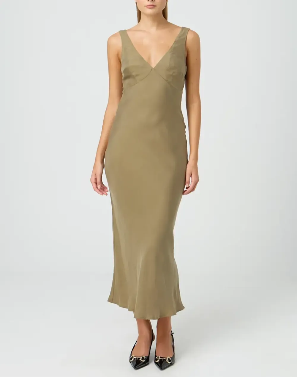 Slight V Front Maxi Dress