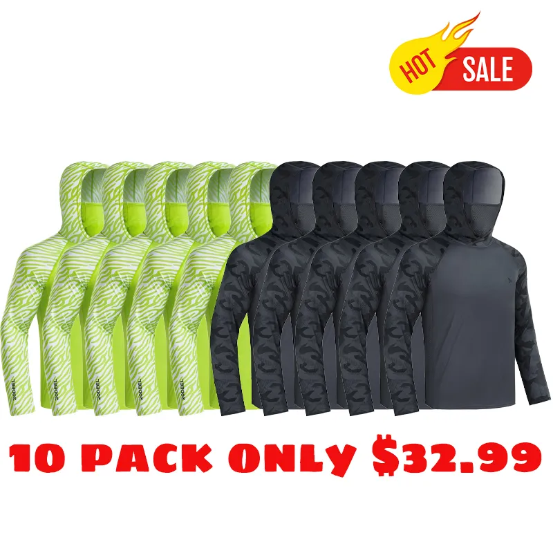 Men UPF 50+ UV Sun Hoodie Shirts with Mask Neck Gaiter  Protection Raglan Long Sleeve Lightweight Quick Dry Moisture Wicking Breathable Cooling Athletic Activewear