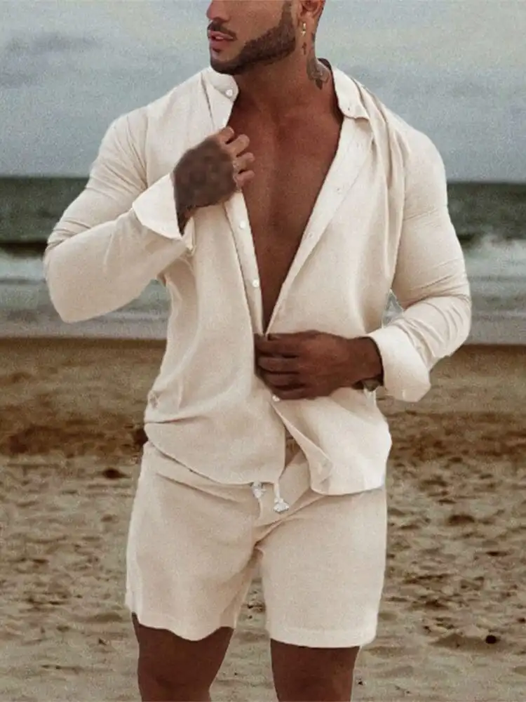 Solid Shirt Shorts Set