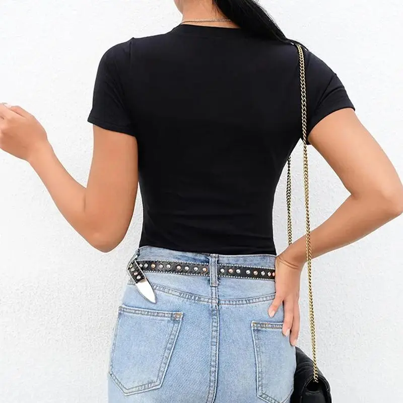 5 Pack Short Sleeve Bodysuits - Women'S Crew Neck T ShirtBodysuits For Daily Casual Wear