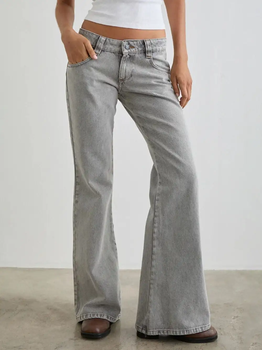 Sharp Low Rise Flare Leg Denim Jeans