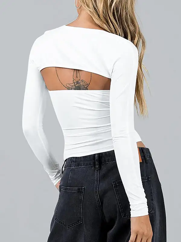 Long Sleeve Slim Fit Collarless T-Shirt